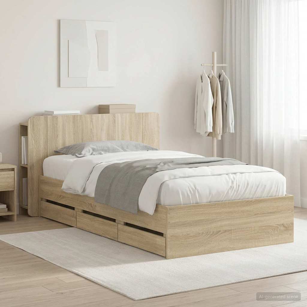 vidaXL Bed Frame with Storage Sonoma Oak 80 x 200 cm Engineered Wood