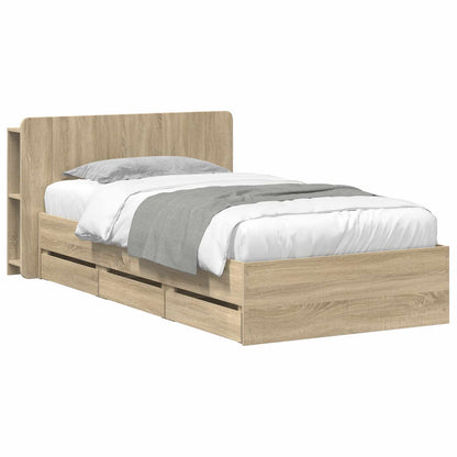 vidaXL Bed Frame with Storage and Headboard Sonoma Oak 80 x 200 cm