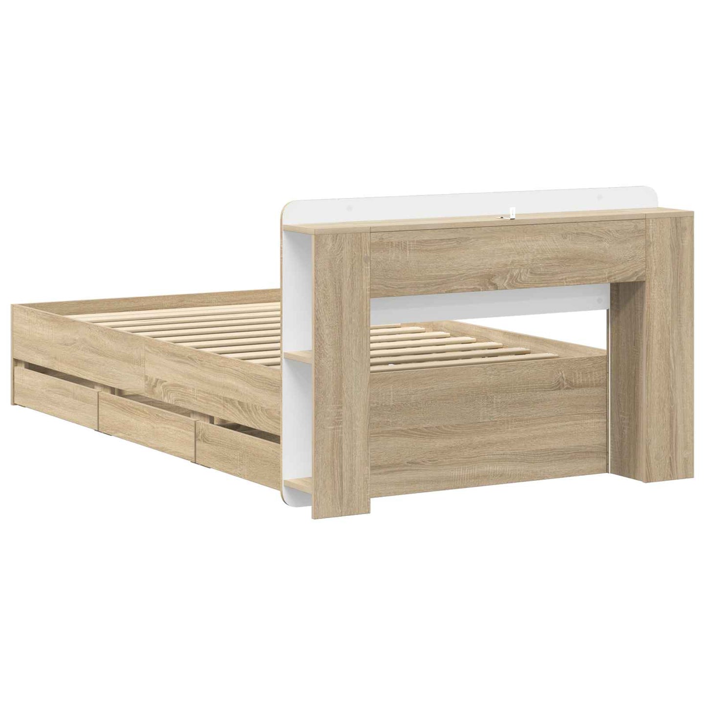 vidaXL Bed Frame with Storage and Headboard Sonoma Oak 80 x 200 cm