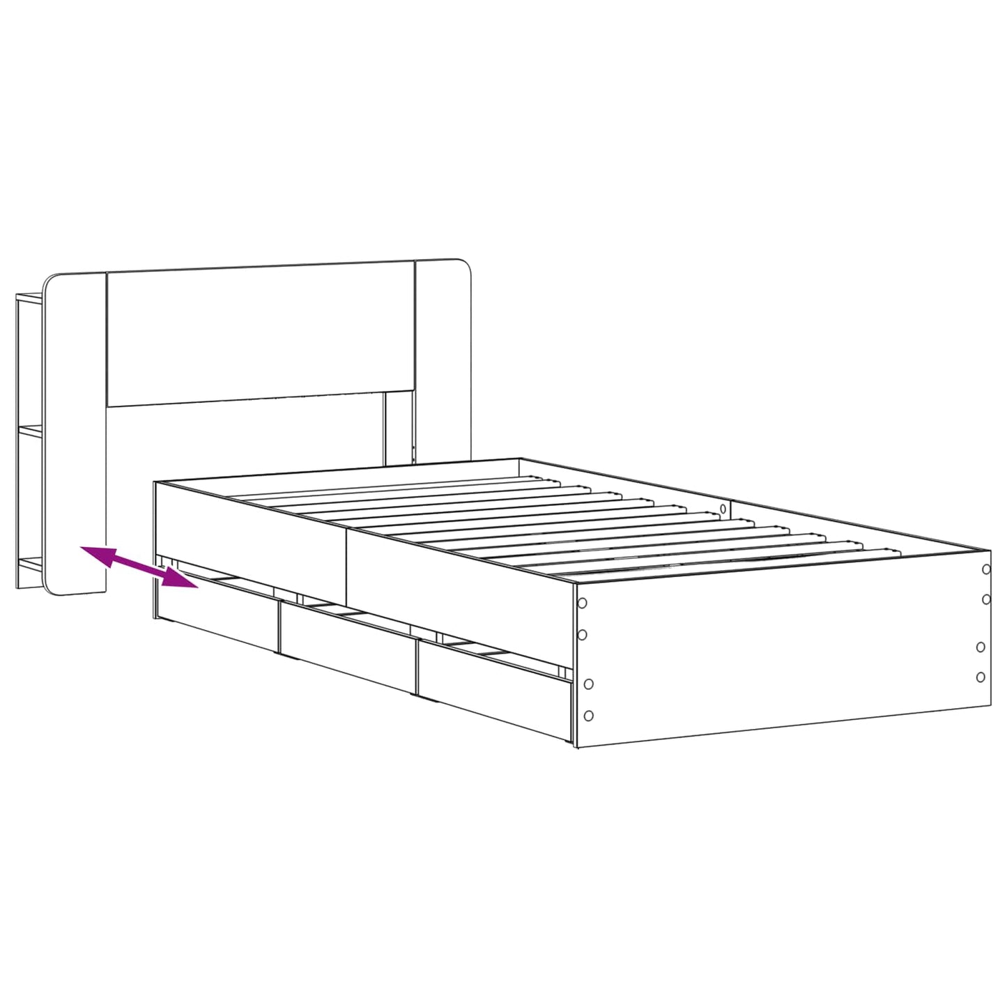 vidaXL Bed Frame with Storage and Headboard Sonoma Oak 80 x 200 cm