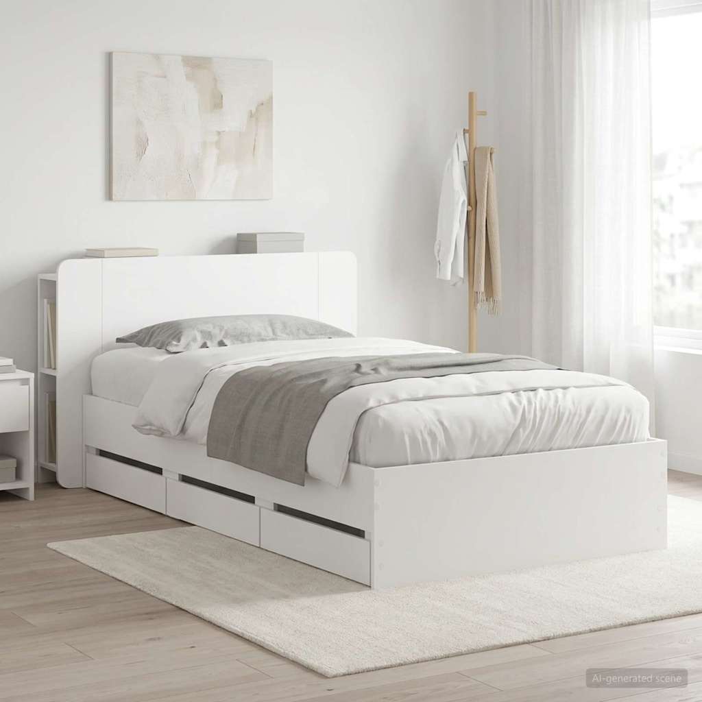 vidaXL Bed Frame with Storage White 80 x 200 cm Engineered Wood