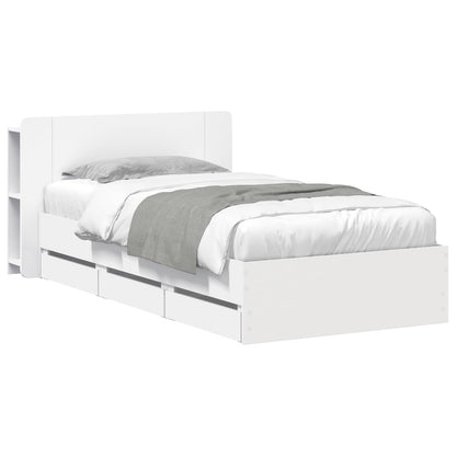 vidaXL Bed Frame with Storage White 80 x 200 cm Engineered Wood