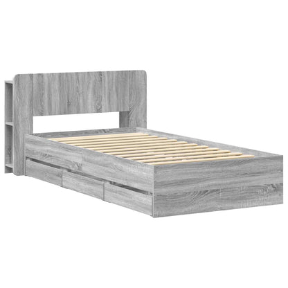 vidaXL Bed Frame with Storage Grey Sonoma 100 x 200 cm Engineered Wood