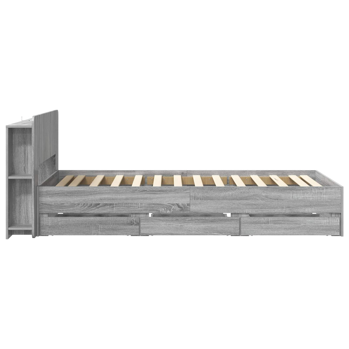 vidaXL Bed Frame with Storage and Headboard Grey Sonoma 90 x 200 cm