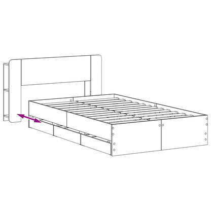 vidaXL Bed Frame with Storage Smoked Oak 120 x 190 cm Engineered Wood