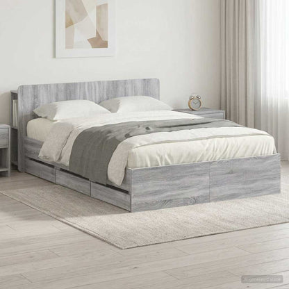 vidaXL Bed Frame with Storage Grey Sonoma 140 x 200 cm Engineered Wood