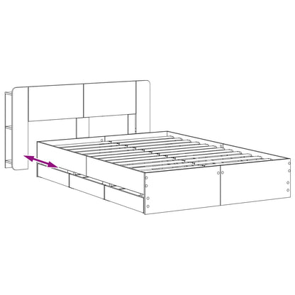 vidaXL Bed Frame with Storage Grey Sonoma 140 x 200 cm Engineered Wood
