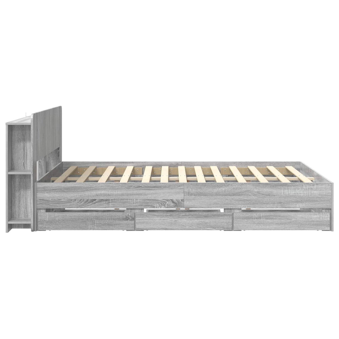 vidaXL Bed Frame with Storage Grey Sonoma 140 x 200 cm Engineered Wood