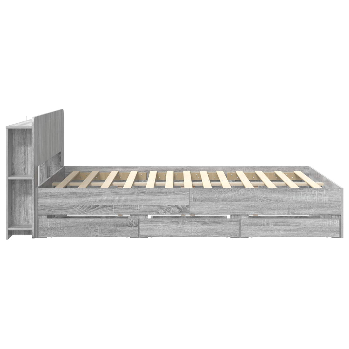 vidaXL Bed Frame with Storage and Headboard Grey Sonoma 140 x 200 cm