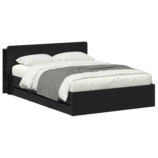 vidaXL Bed Frame with Storage Black 150 x 200 cm Engineered Wood