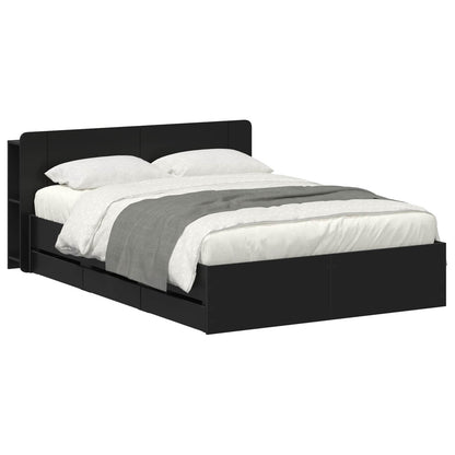vidaXL Bed Frame with Storage and Headboard Black 150 x 200 cm