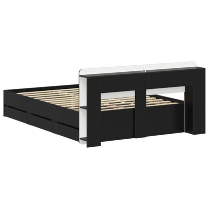 vidaXL Bed Frame with Storage and Headboard Black 150 x 200 cm