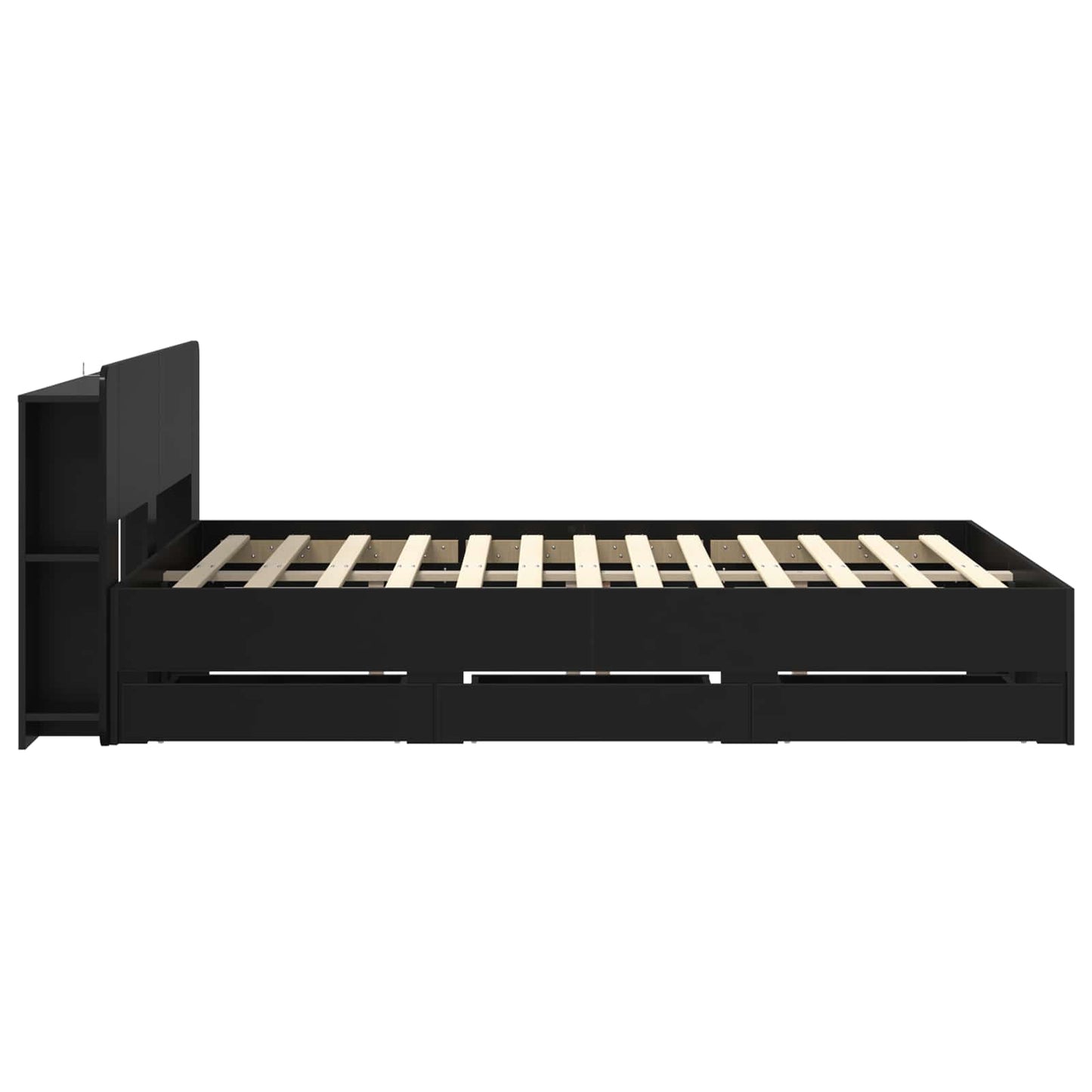 vidaXL Bed Frame with Storage and Headboard Black 150 x 200 cm