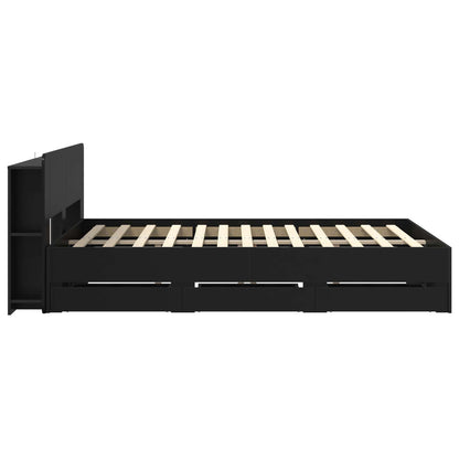 vidaXL Bed Frame with Storage and Headboard Black 150 x 200 cm