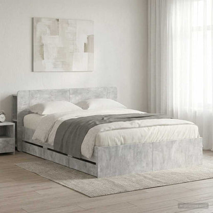 vidaXL Bed Frame with Storage Concrete Grey 150 x 200 cm