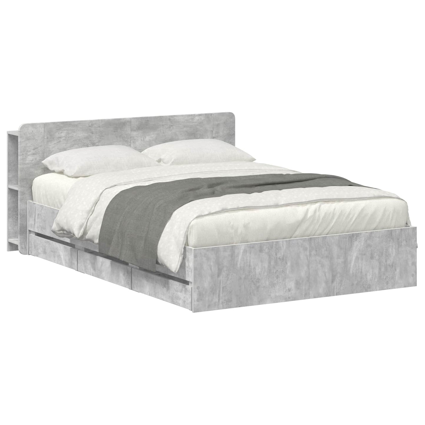 vidaXL Bed Frame with Storage Concrete Grey 150 x 200 cm