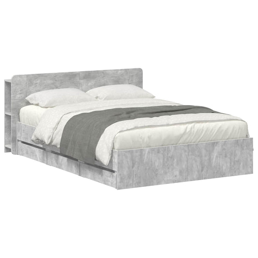 vidaXL Bed Frame with Storage Concrete Grey 150 x 200 cm