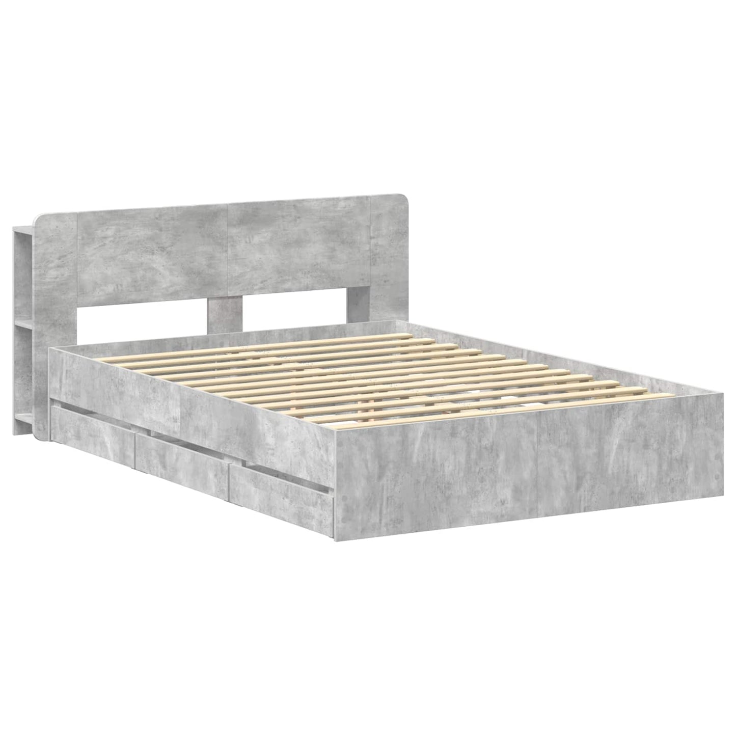 vidaXL Bed Frame with Storage Concrete Grey 150 x 200 cm
