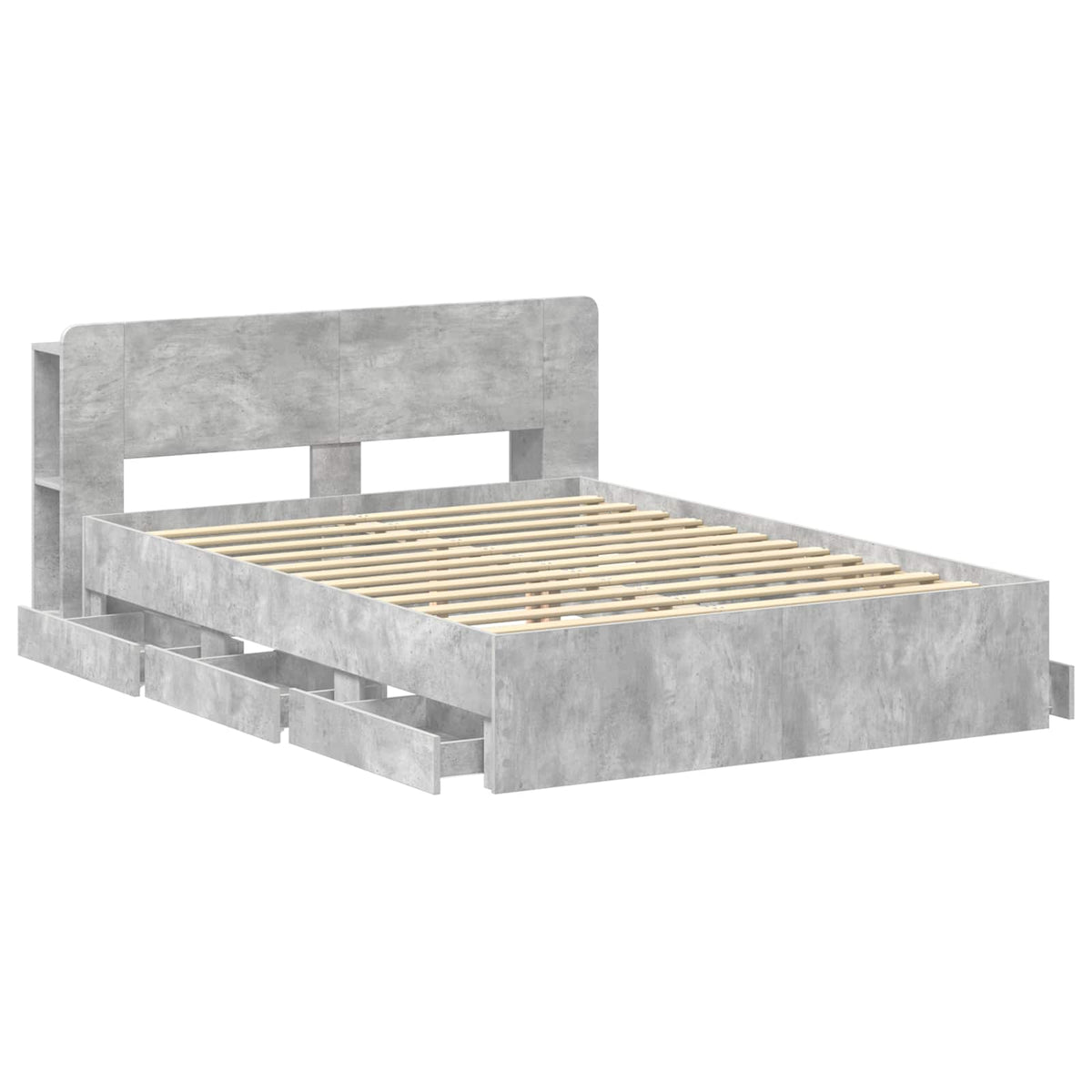 vidaXL Bed Frame with Storage and Headboard Concrete Grey 150 x 200 cm