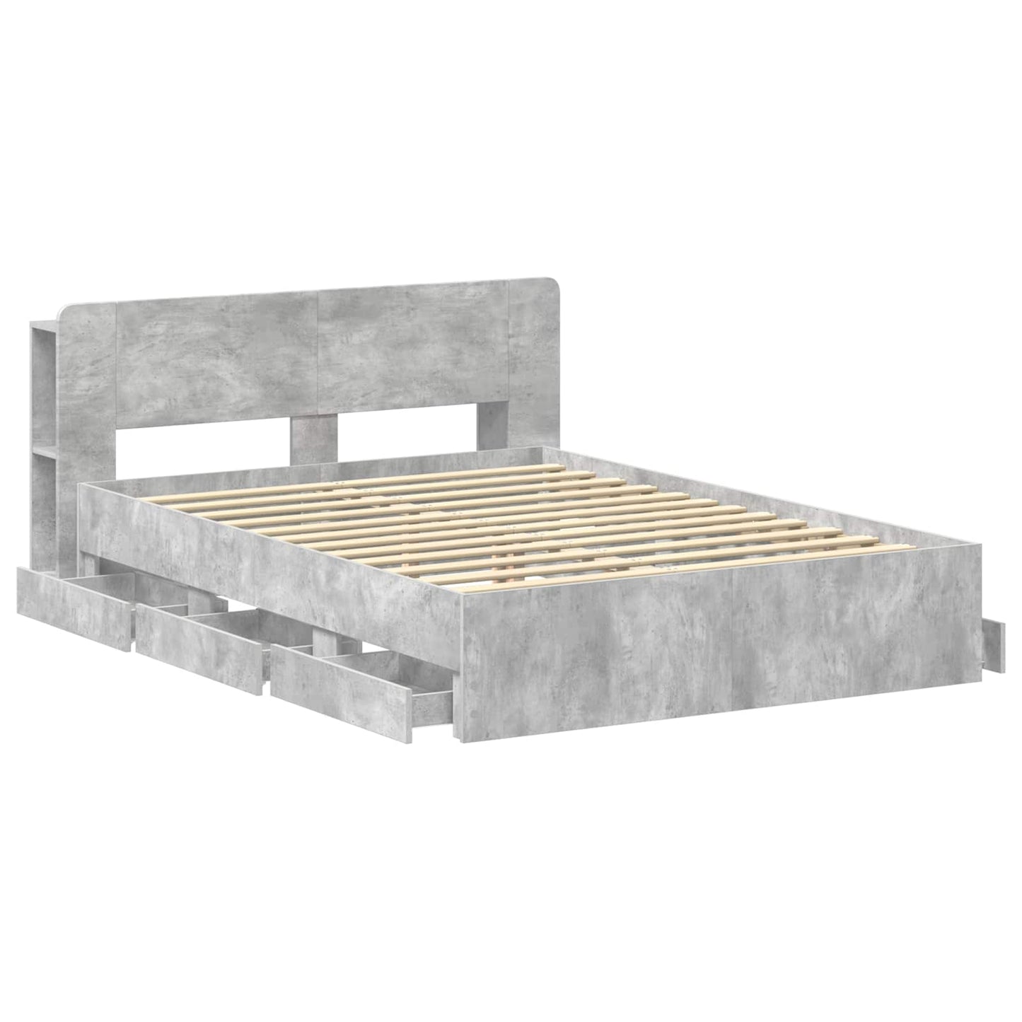 vidaXL Bed Frame with Storage Concrete Grey 150 x 200 cm