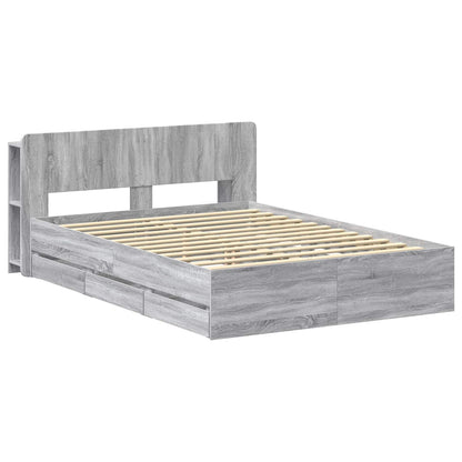 vidaXL Bed Frame with Storage Grey Sonoma 150 x 200 cm Engineered Wood
