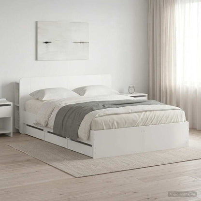 vidaXL Bed Frame with Storage White 150 x 200 cm Engineered Wood