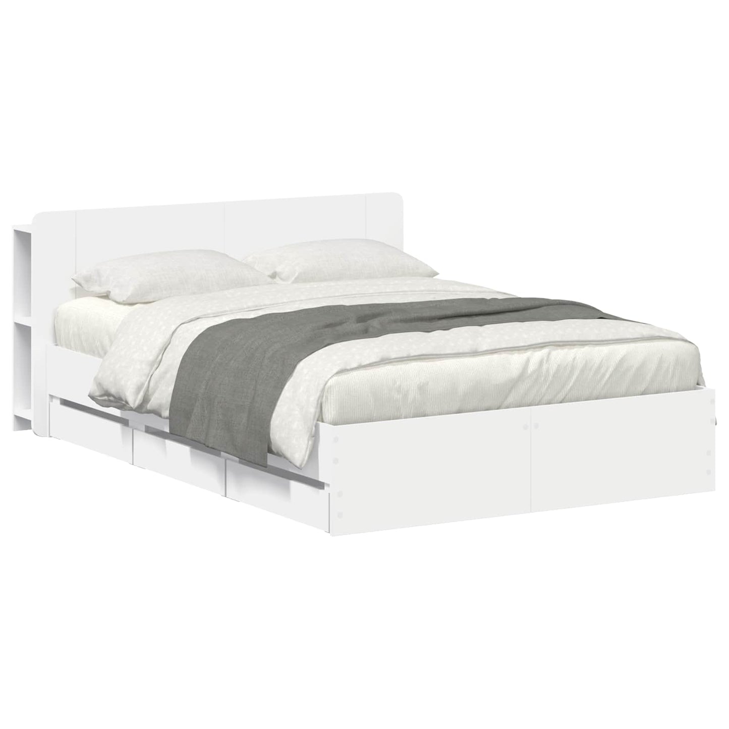 vidaXL Bed Frame with Storage White 150 x 200 cm Engineered Wood