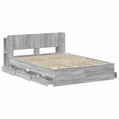 vidaXL Bed Frame with Storage Grey Sonoma 160 x 200 cm Engineered Wood