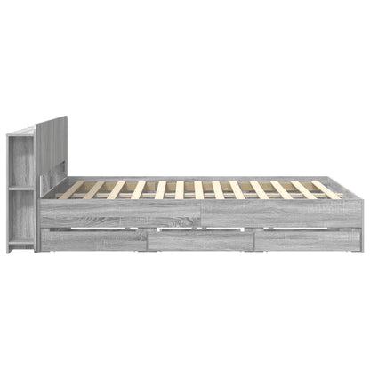 vidaXL Bed Frame with Storage Grey Sonoma 160 x 200 cm Engineered Wood