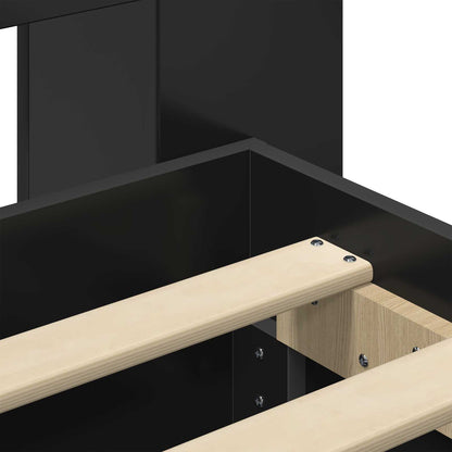 vidaXL Bed Frame with Storage Black 180 x 200 cm Engineered Wood