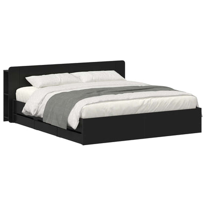 vidaXL Bed Frame with Storage Black 180 x 200 cm Engineered Wood