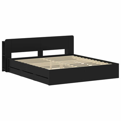 vidaXL Bed Frame with Storage Black 180 x 200 cm Engineered Wood