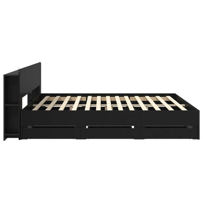 vidaXL Bed Frame with Storage Black 180 x 200 cm Engineered Wood