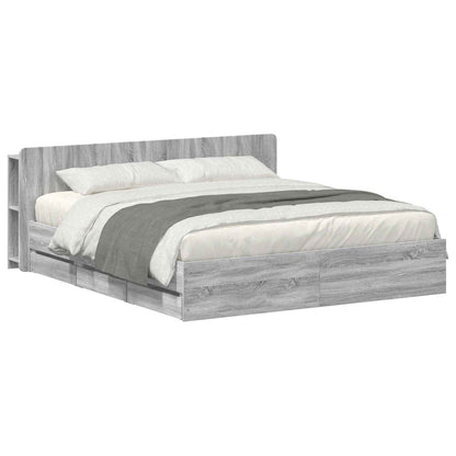 vidaXL Bed Frame with Storage Grey Sonoma 180 x 200 cm Engineered Wood