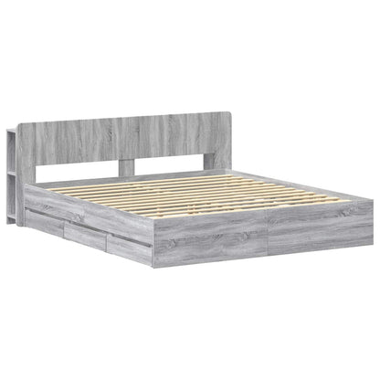 vidaXL Bed Frame with Storage Grey Sonoma 180 x 200 cm Engineered Wood