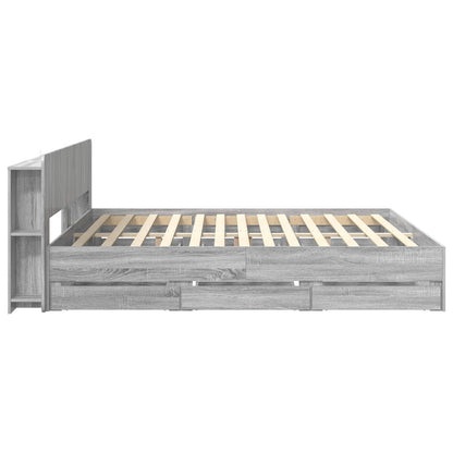 vidaXL Bed Frame with Storage Grey Sonoma 180 x 200 cm Engineered Wood