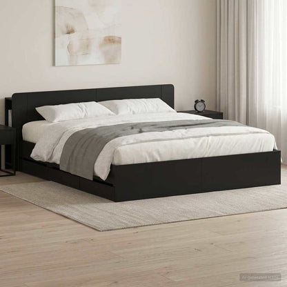 vidaXL Bed Frame with Storage Black 200 x 200 cm Engineered Wood