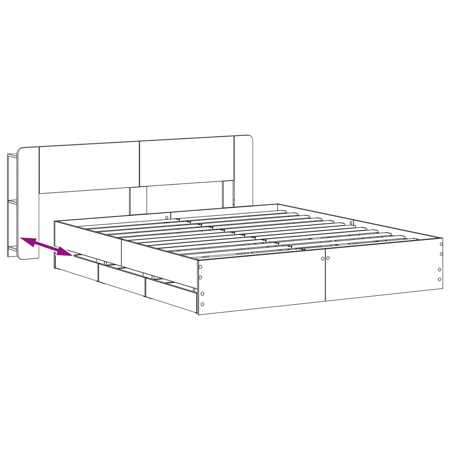 vidaXL Bed Frame with Storage Black 200 x 200 cm Engineered Wood
