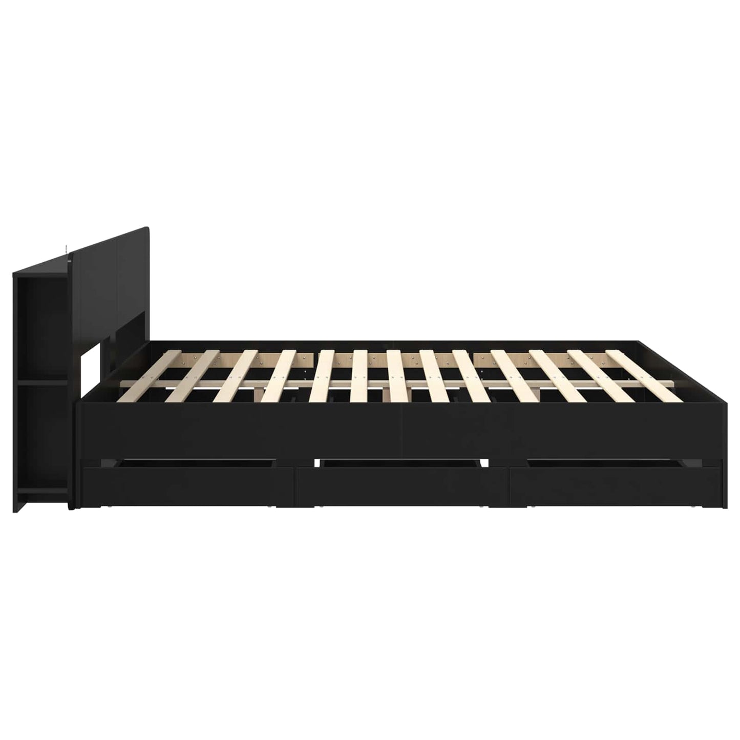 vidaXL Bed Frame with Storage Black 200 x 200 cm Engineered Wood