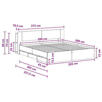 vidaXL Bed Frame with Storage Black 200 x 200 cm Engineered Wood