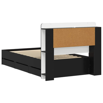 vidaXL Bed Frame with Storage Black 75 x 190 cm Engineered Wood