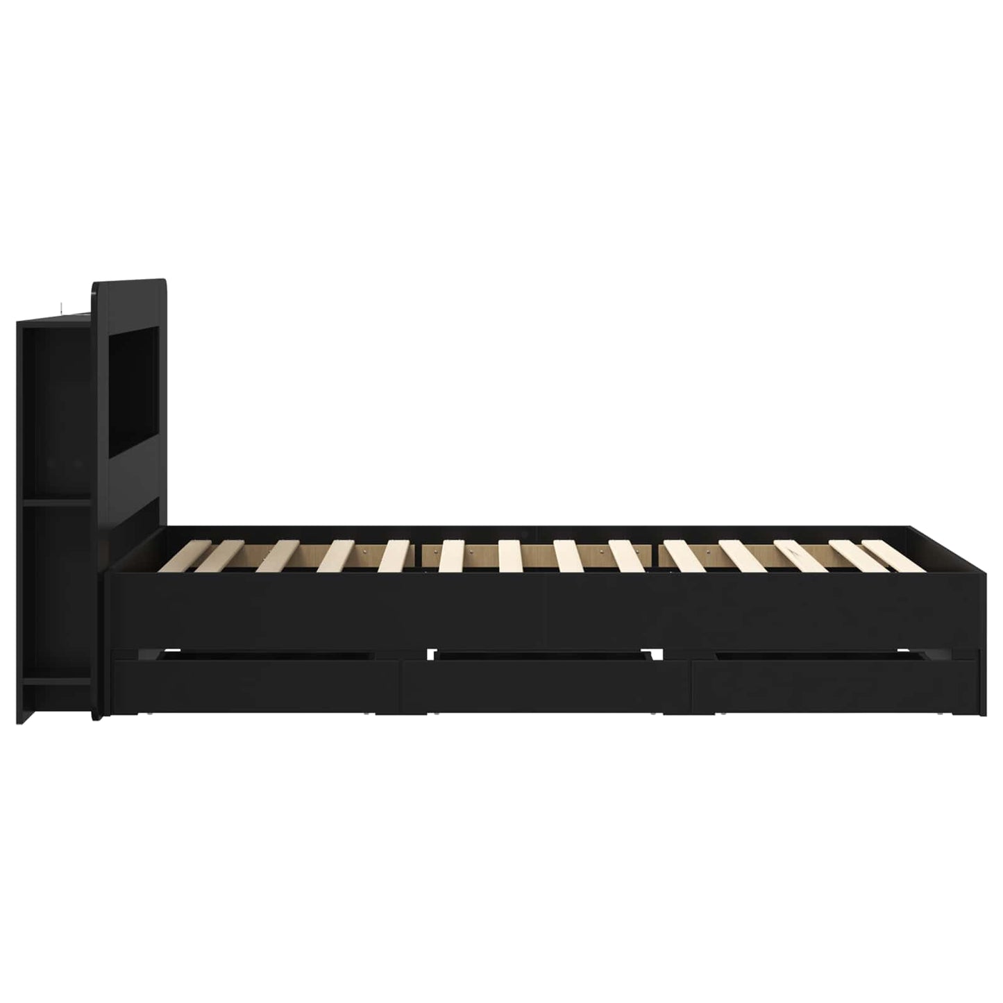 vidaXL Bed Frame with Storage Black 75 x 190 cm Engineered Wood
