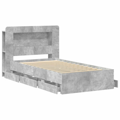 vidaXL Bed Frame with Storage with Headboard Concrete Grey 75 x 190 cm