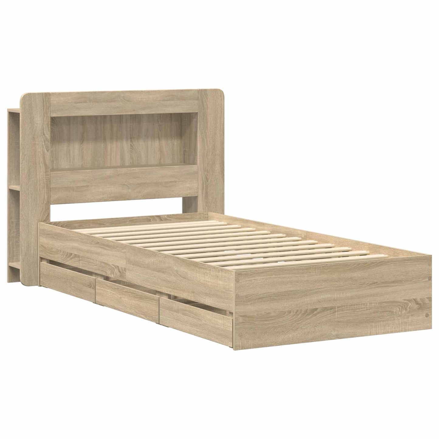 vidaXL Bed Frame with Storage Sonoma Oak 75 x 190 cm Engineered Wood