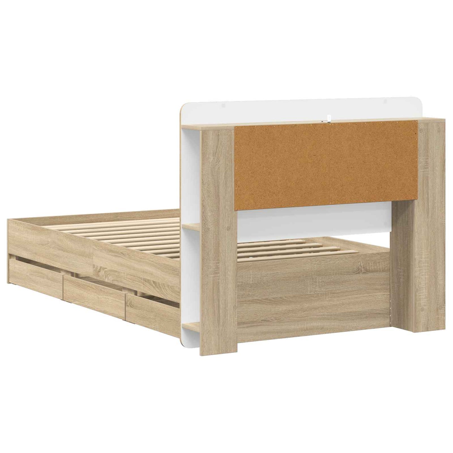 vidaXL Bed Frame with Storage Sonoma Oak 75 x 190 cm Engineered Wood