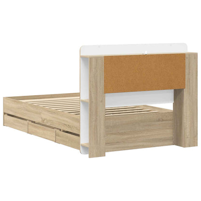 vidaXL Bed Frame with Storage Sonoma Oak 75 x 190 cm Engineered Wood