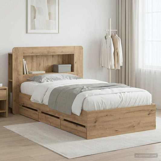 vidaXL Bed Frame with Storage Artisan Oak 80 x 200 cm Engineered Wood