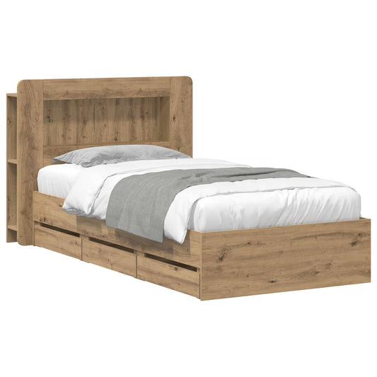 vidaXL Bed Frame with Storage Artisan Oak 80 x 200 cm Engineered Wood