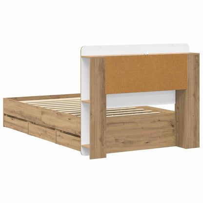 vidaXL Bed Frame with Storage Artisan Oak 80 x 200 cm Engineered Wood