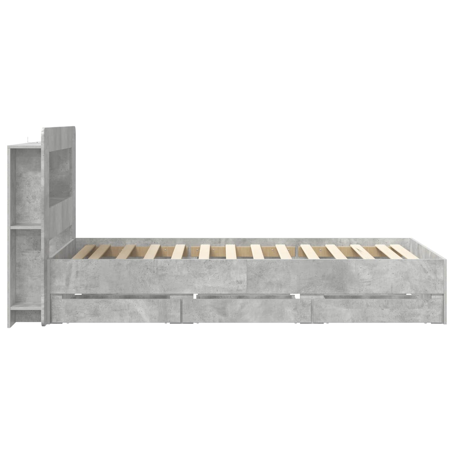 vidaXL Bed Frame with Storage with Headboard Concrete Grey 80 x 200 cm